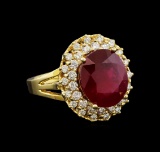 14KT Yellow Gold 6.72 ctw Ruby and Diamond Ring