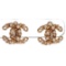 Chanel Gold Chain Link CC Faux Pearl Clip On Earrings 05A