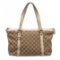 Gucci Beige Brown Canvas Leather Abbey Zip Tote Bag