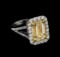 EGL USA Cert 5.84 ctw Fancy Yellow Diamond Ring - 18KT-Platinum Two-Tone Gold