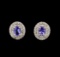 14KT White Gold 1.40 ctw Tanzanite and Diamond Earrings