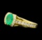 1.04 ctw Emerald And Diamond Ring - 18KT Yellow Gold