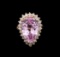 12.80 ctw Kunzite and Diamond Ring - 14KT Rose Gold