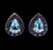 1.65 ctw Blue Topaz and Sapphire Earrings - 14KT White Gold