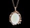 14KT Rose Gold 15.31 ctw Opal and Diamond Pendant With Chain
