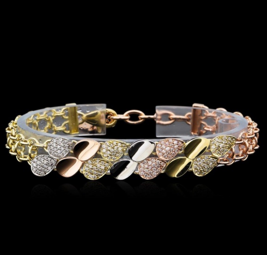 1.35 ctw Diamond Bracelet - 14KT Tri-Tone Gold