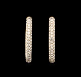 3.04 ctw Diamond Hoop Earrings - 18KT Rose Gold