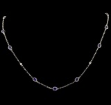 2.00 ctw Sapphire and Diamond Necklace - 18KT White Gold