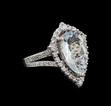 4.40 ctw Aquamarine and Diamond Ring - 14KT White Gold