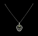 1.34 ctw Diamond and Pearl Pendant With Chain - 14KT White Gold