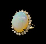 9.37 ctw Opal and Diamond Ring - 14KT Yellow Gold
