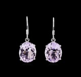 Crayola 15.00 ctw Pink Amethyst Earrings - 14K White Gold