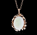 14KT Rose Gold 15.31 ctw Opal and Diamond Pendant With Chain
