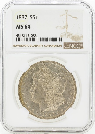 1887 MS64 NGC Morgan Silver Dollar