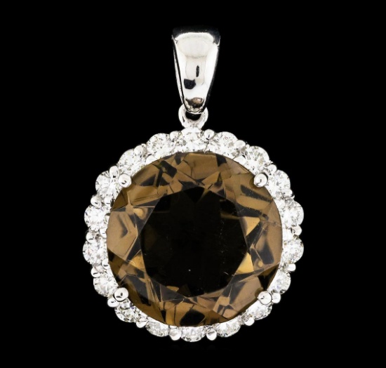 14.34 ctw Topaz and Diamond Pendant - 14KT White Gold