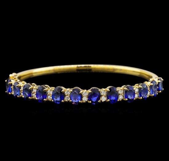 14KT Yellow Gold 11.10 ctw Sapphire and Diamond Bracelet