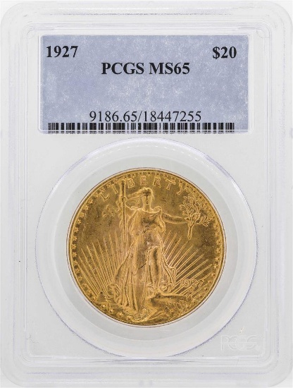 1927 $20 St. Gaudens Double Eagle Gold Coin PCGS MS65