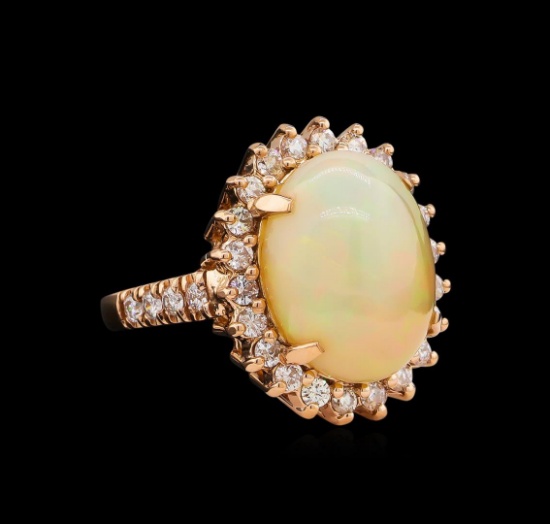 7.57 ctw Opal and Diamond Ring - 14KT Rose Gold