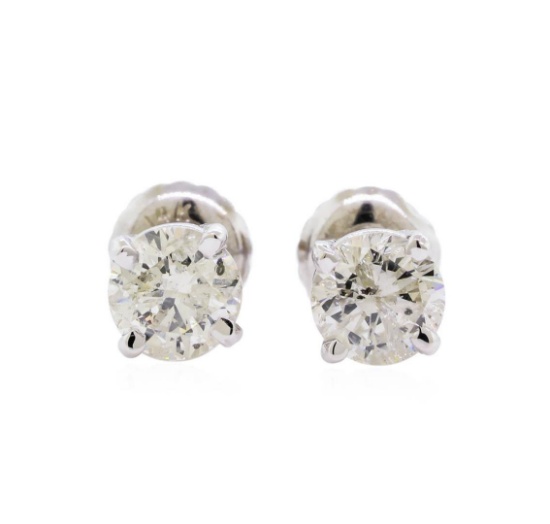 1.00 ctw Diamond Stud Earrings - 14KT White Gold