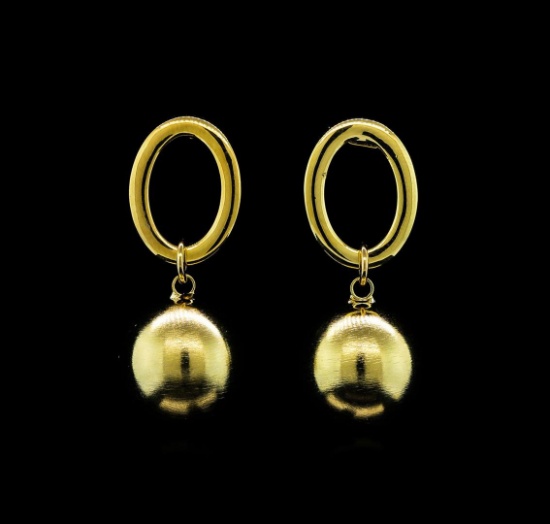 14mm Satin Bead and Glossy Post Earrings - Gold Plated