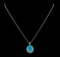5.46 ctw Turquoise and Diamond Pendant With Chain - 14KT White Gold