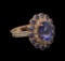 4.20 ctw Tanzanite, Sapphire and Diamond Ring - 14KT Rose Gold