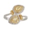 1.09 ctw Yellow and White Diamond Ring - 18KT White and Yellow Gold