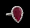 GIA Cert 6.46 ctw Ruby and Diamond Ring - 14KT White Gold