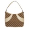Gucci White Brown Canvas Leather Monogram Shoulder Bag