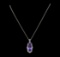 20.72 ctw Tanzanite and Diamond Pendant With Chain - 14KT White Gold