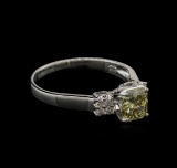 1.21 ctw Fancy Greenish Yellow Diamond Ring - 14KT White Gold