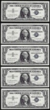 Lot of (5) Consecutive 1957 $1 Silver Certificate Notes Uncirculated