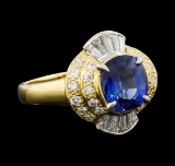 2.27 ctw Sapphire and Diamond Ring - 18KT Yellow Gold