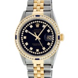 Rolex Two Tone VVS Diamond and Sapphire DateJust Men's Watch