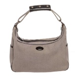 Tod's Gray Canvas Blue Patent Leather Trim Shopper Shoulder Handbag