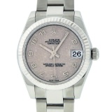 Rolex Midsize SS White Arabic Jubilee Dial WG Fluted Bezel Oyster Band Datejust