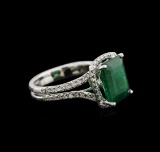 3.91 ctw Emerald and Diamond Ring - 14KT White Gold