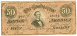 1864 $50 Confederate States of America Bank Note