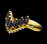 1.00 ctw Sapphire And Diamond Ring - 14KT Yellow Gold