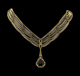 18.93 ctw Onyx and Diamond Necklace - 18KT Yellow and White Gold