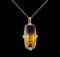 11.93 ctw Ametrine and Diamond Pendant With Chain - 14KT Yellow Gold