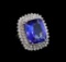 GIA Cert 22.59 ctw Tanzanite and Diamond Ring - 14KT White Gold