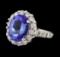 4.13 ctw Tanzanite and Diamond Ring - 14KT White Gold