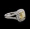 14KT White Gold 2.78 ctw Fancy Yellow Diamond Ring