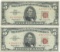 1963 $5 Fine Red Seal Bill Lot of 2