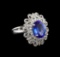 4.13 ctw Tanzanite and Diamond Ring - 14KT White Gold