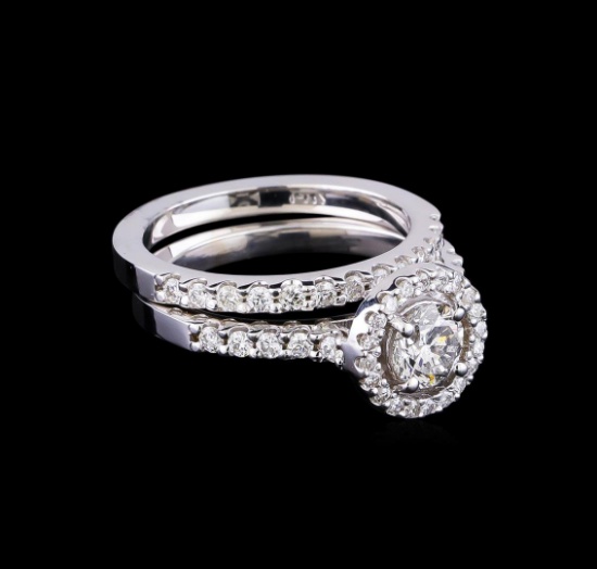 1.23 ctw Diamond Wedding Ring Set - 14KT White Gold