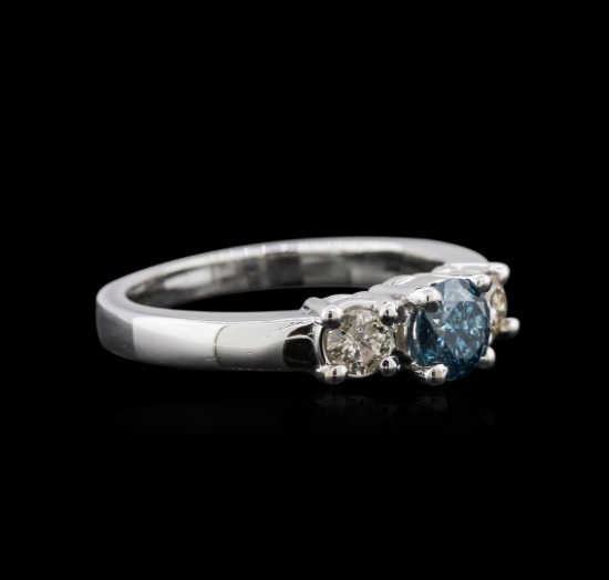 14KT White Gold 0.84 ctw Fancy Blue Diamond Ring