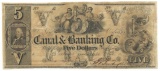 1850's $5 Obsolete New Orleans Bank Note.  Punch Cancelled