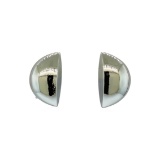 Half Moon Satin Earrings - Rhodium Plated